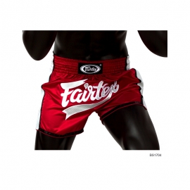 SHORT DE BOXE THAÏ ROUGE/BLANC FAIRTEX